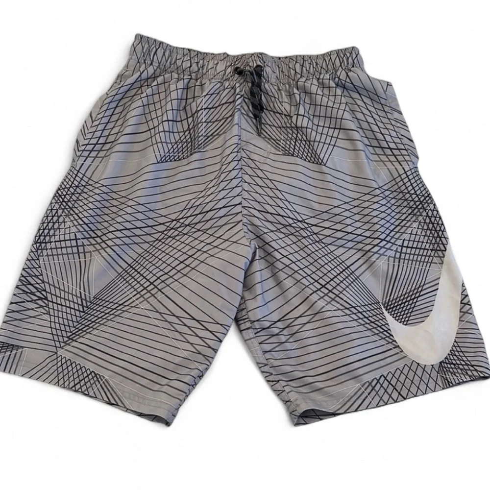 Nike Striped Breaker Volley Swim Trunks Gray Black S